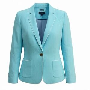 Talbots Aberdeen Linen Blazer Size 6 Teal Blue Lightweight Jacket NWT